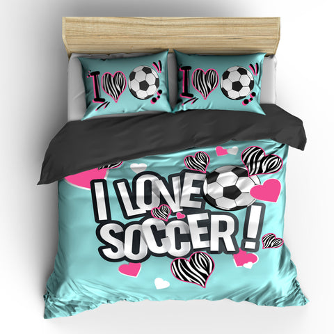 I Heart Zebra Soccer Bedding Set, Duvet or Comforter