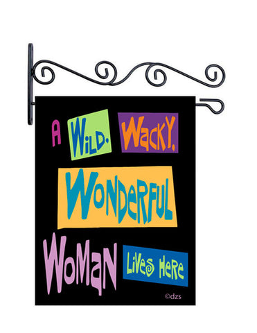 Wild Wacky Wonderful Woman Lives Here Custom Personalized Yard Flag - 13.5 by 18.5 inches - your name and or initial