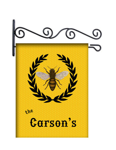 Monogram Bee Custom Personalized Yard Flag - 13.5 by 18.5 inches - your name and or initial