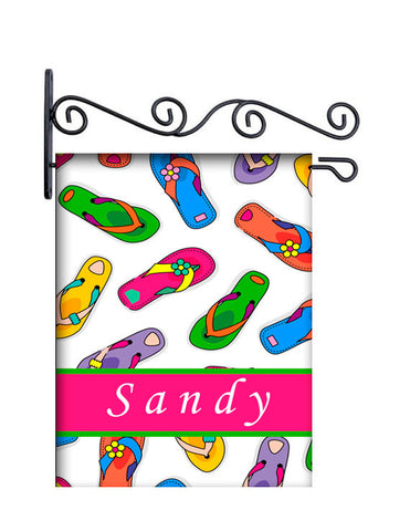 Flip Flops Custom Personalized Yard Flag - 13.5 by 18.5 inches - your name and or initial