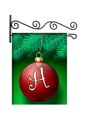 Monogram Ornament Christmas Custom Personalized Yard Flag - 13.5 by 18.5 inches - your name and or initial