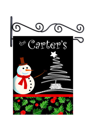 Holly Jolly Christmas Custom Personalized Yard Flag - 13.5 by 18.5 inches - your name and or initial