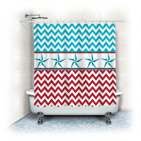 Custom Personalized Texas Star and Chevron Shower Curtain (4 Versions Available)