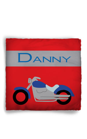 Personalized Throw Pillow Motorcycle Theme  - Custom with your Name or Initials - two sizes available