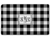 Buffalo Plaid Rug with Monogram, Black and white or black and red