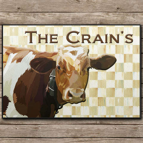 Checkerboard Country Cow Door Mat - 24x18"