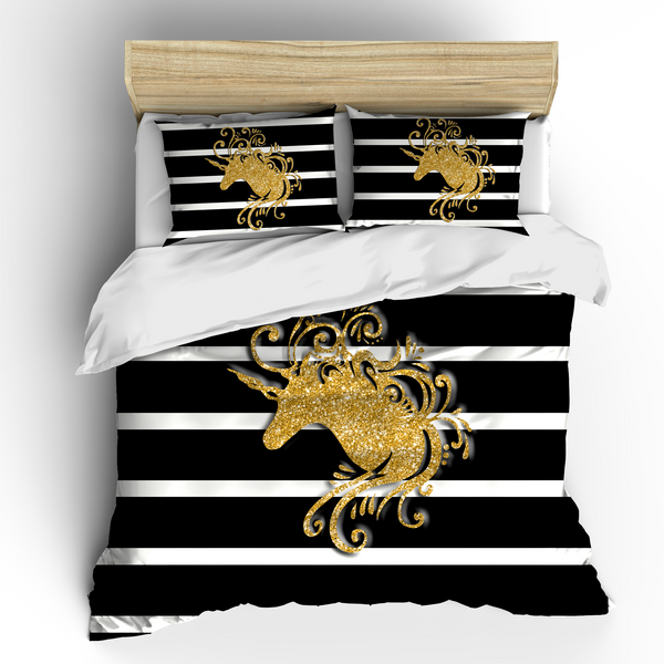 Gold Glitter Unicorn Bedding