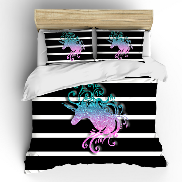 Multi Pastel Glitter Unicorn Bedding