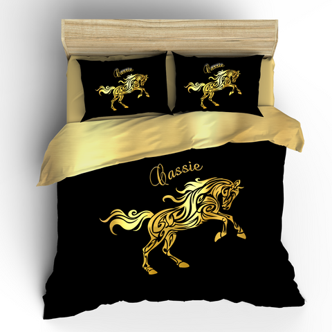 Horse Gold Effect Bedding, REVERSIBLE