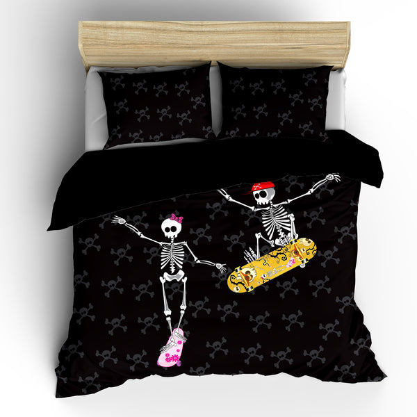 Skateboard Duo Skeletons Designer Bedding