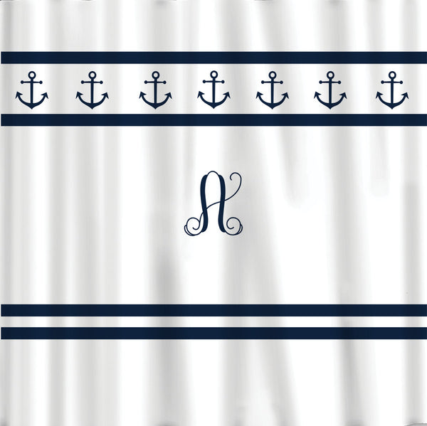 Simplicity Anchors Nautical Shower Curtain