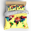 Watercolors World Map Custom Bedding