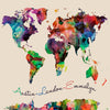 Muted Watercolor World Map with or w/o personalization
