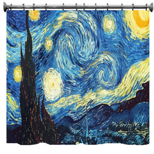 Starry Night Shower Curtain - CUSTOM Art rendition of Vincent Van Gogh
