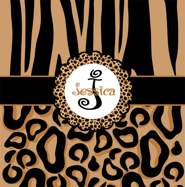 Personalized Shower Curtain Cheetah Black & Tan