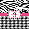 Personalized Classic Zebra and Houndstooth Shower Curtain - Personalized Your Initial(s) and/or names