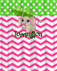 Personalized Custom Shower Curtain Baby Elepahnt on Hot Pink Chevron, Lime Dots OR any color