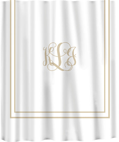 Custom Shower Curtain -Simplicity in White or Cream with monogram in your colors -Available Standard or Ex Long Size