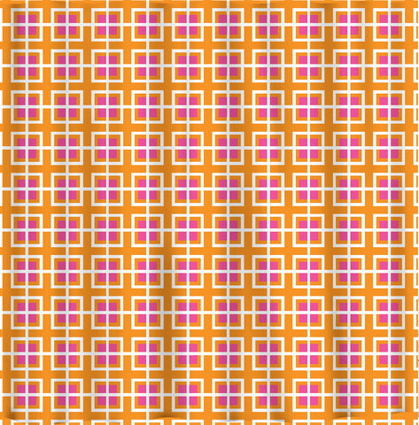 Customs Geometric  Shower Curtain - Hot Pink, Orange and White - Available Any Color of your choice