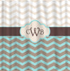 Personalized Shower Curtain - Chevron and Vintage Dots & Checks- Any Colors - Your Personalization and Accents