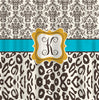 Personalized Shower Curtain - Custom with your Name or Initials - Damask & Leopard