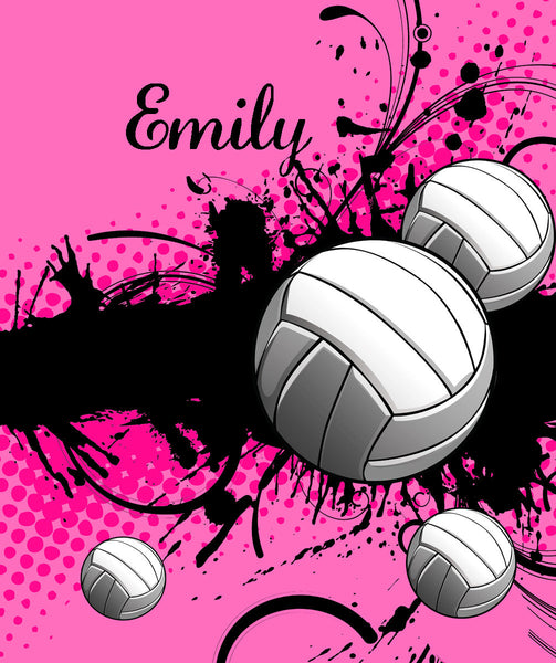 Volleyball Super Plush Fleece Blanket -VERY SOFY -Hot Pink- PERSONALIZED