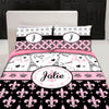 I Love Paris Fleurs Designer Twin -Queen or King Duvet Cover and shams- Personalized - color accents can be changed