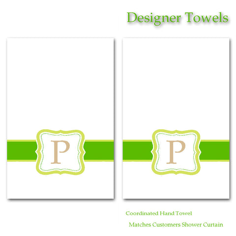 Personalized Custom Set Hand Towels - Custom Designed to Match Shower Curtain