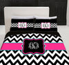 Chevron Black and Hot Pink Accent Bedding Set, Duvet or Comforter