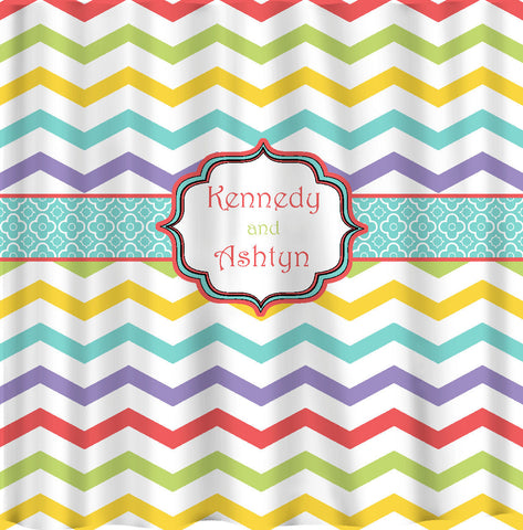Custom Personalized Chevron and combo with dots Shower Curtain -Any colorway Multi Chevron - Available YOUR choice