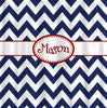 Personalized Shower Curtain Navy & White Chevron with red accents