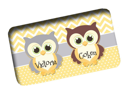Custom Personalized Bath Mats -Chevron & Mini Dots with Owls Shown - Any Design to match Shower Curtains
