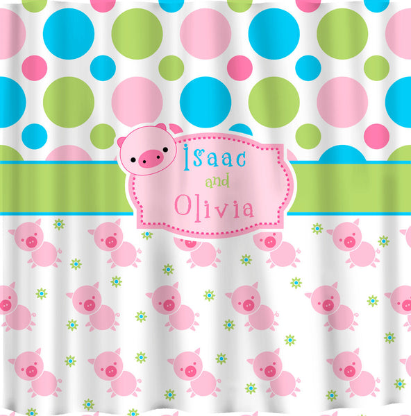 Cute Pig Theme Shower Curtains - Personalized Your Choice of Colors