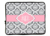 Personalized Monogram Designer Style Laptop Sleeves - Damask & YOUR color Accent - 13" and 17"