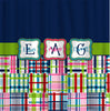 Custom Personalized Madras Plaid and Solid Shower Curtain  - Std or ExLong and coordinated towels available