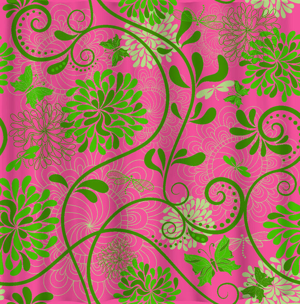 NEW!! Lilly P Inspired Custom Personalized Shower Curtain - Floral & Butterflies in Pink and Lime Green color way - Can Be personalized