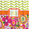 NEW!! Modern Wildflower  & Chevron Collection Personalized Shower Curtain-Bright Wildflower and Citron Chevron Combo