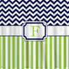 Custom Personalized Chevron Shower Curtain top Chevron and vertical stripes on the bottom.