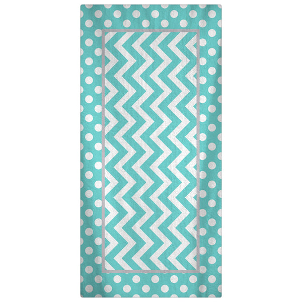 Personalized Custom Beach Towel --Aqua & White Polka Dots - Color and Personalization of your choice