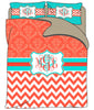 Custom Personalized Chevron and Damask Duvet Cover with shams -Available Twin, Queen or King  size - your colors