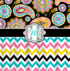 Personalized  Designer Gypsy Paisley  & Chevron Shower Curtain Black, turquoise, PINK and lime - Personalized Your Initial(s) and/or names