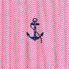 Personalized Shower Curtain Hot Pink and White with Anchor