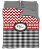 Custom Red Chevron & Black Houndstooth Bedding -With Elephant Accent Theme Inspired - Avail Toddler Twin, Queen. King and CA King