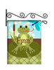 Lily Pad Frog Custom Personalized Yard Flag - 13.5 by 18.5 inches - your name and or initial