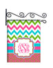 Multi Summer Chevron & Damask Custom Personalized Yard Flag - 13.5 by 18.5 inches - your name and or initial