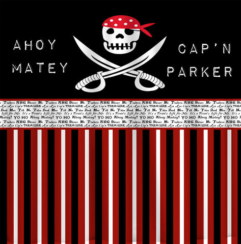 Custom Personalized Shower Curtain - Custom with your Name or Initials - Pirate Theme - Standard or Ex Long