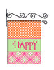 Happy Sherbet Dot & Plaid  Custom Personalized Yard Flag - 13.5 by 18.5 inches - your name and or initial