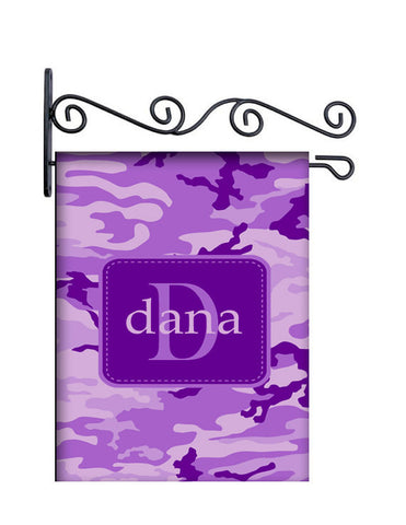 Camo Purple Custom Personalized Yard Flag - 13.5 by 18.5 inches - your name and or initial