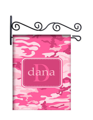 Camo Pink Custom Personalized Yard Flag - 13.5 by 18.5 inches - your name and or initial