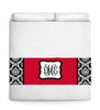 Custom Personalized Bed Runner - Scarf - Black & White Damask with Solid Color Inset Your Colors - 3 bedding sizes